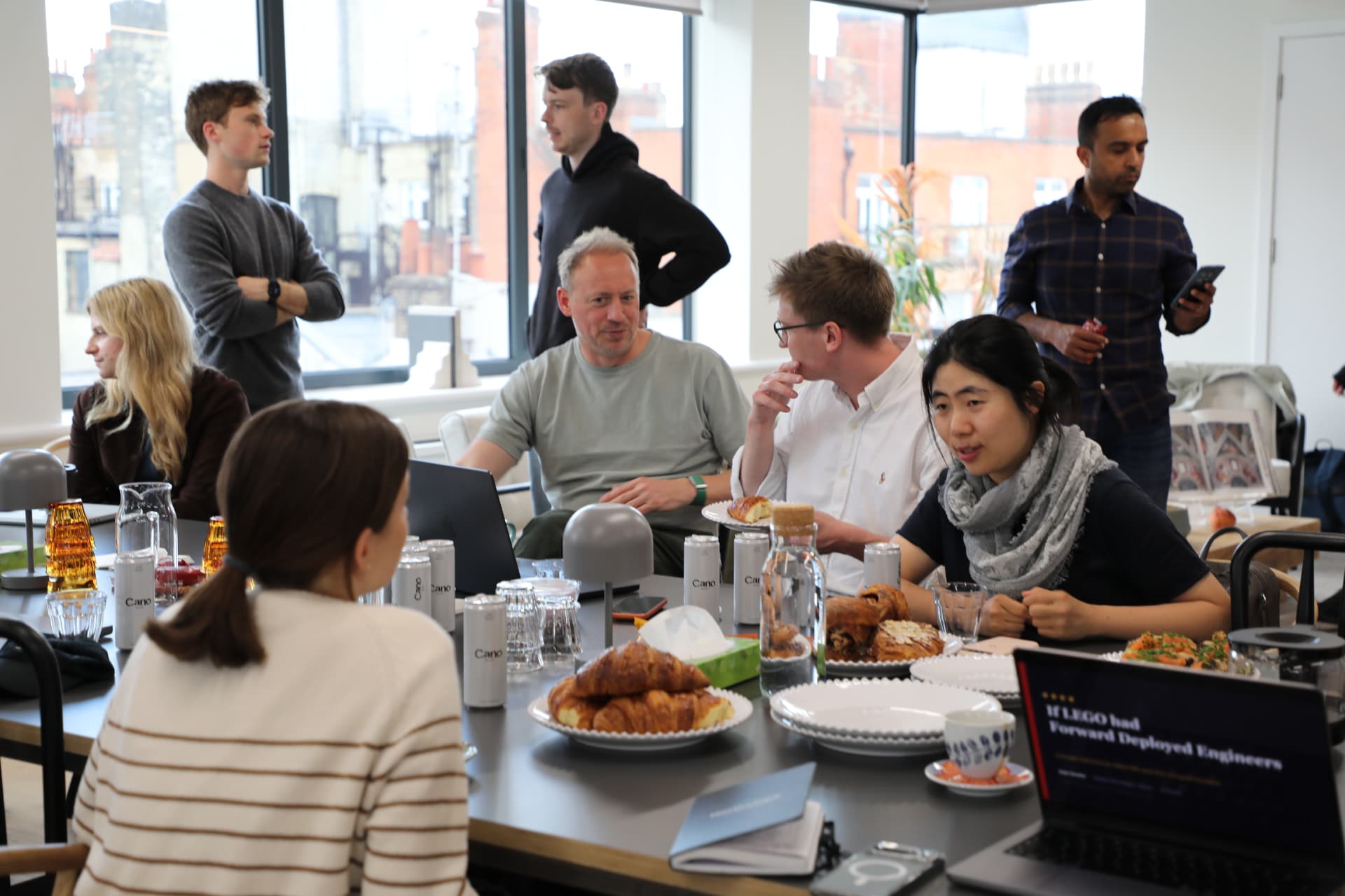 Founders and operators around a breakfast table at a previous Gradient Descending session