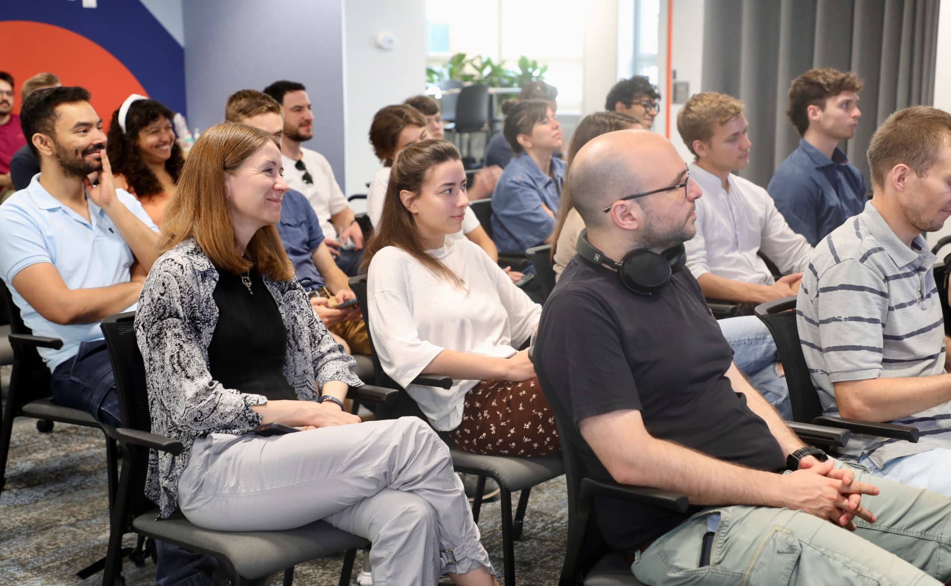 Audience listening to a talk at a previous event